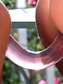 Gleaming double-dildo finds glory...