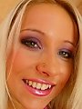 Super sweet blonde in yellow fishnet stockings bends over
