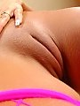 Perfectly shaved camel toe pussy gets soaked in fresh milk