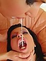 Wide open mouths receiving juicy loads of cum spit into them