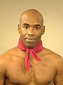 Black muscle guy flexing
